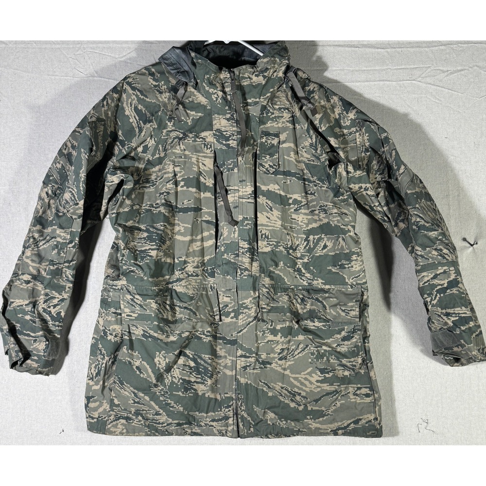 Tennier Industries APECS Parka Air Force Tiger Stripe Camo Jacket Medium Regular